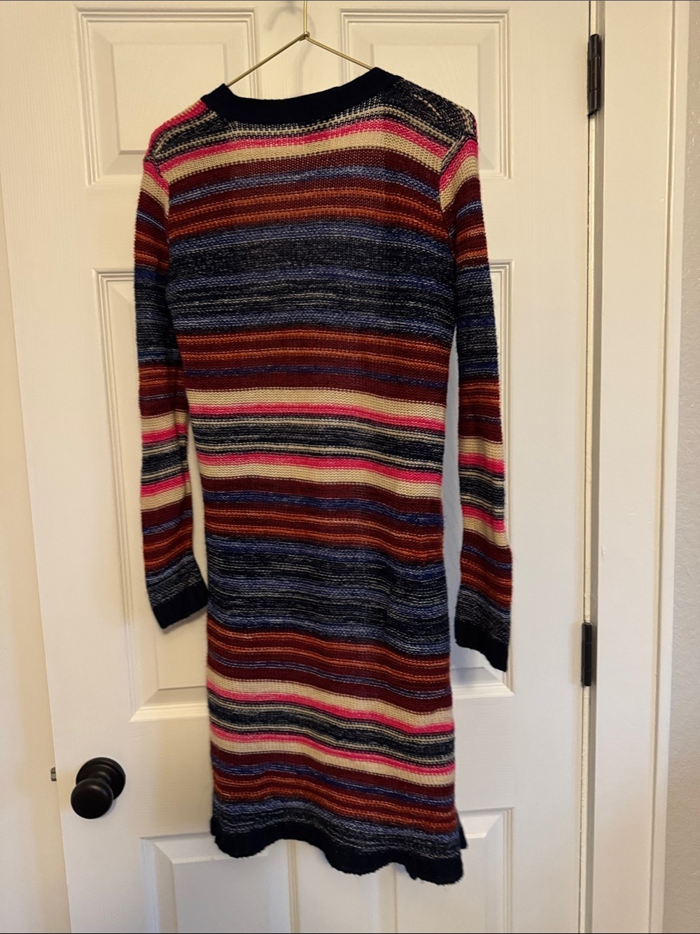Rue21 Striped Multicolor Open Cardigan with Navy Trim - Picture 5 of 7